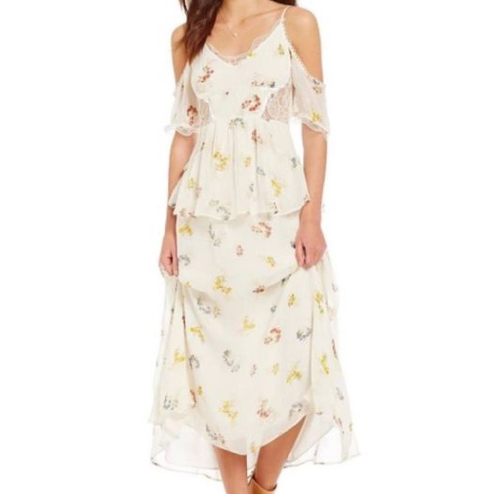 FP White Magnolia Maxi Dress with Lace Detailing